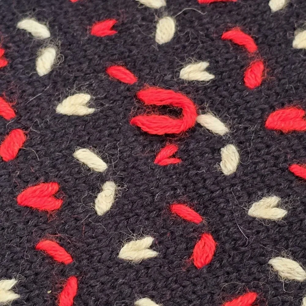 American Eagle Blanket Sweater Scarf Classic Heavy Knit Navy Blue Red White 72x9